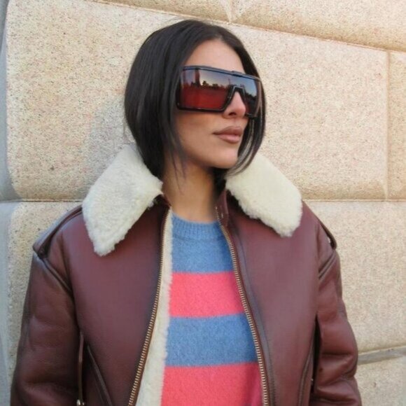 Tom Ford Parker FT1118 01E Shield Sunglasses - Black/Brown Orange - Picture 2 of 11